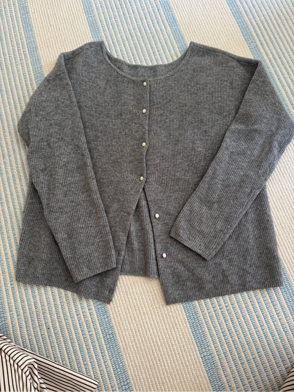 Gray Button-Front Women's Sweater Cardigan